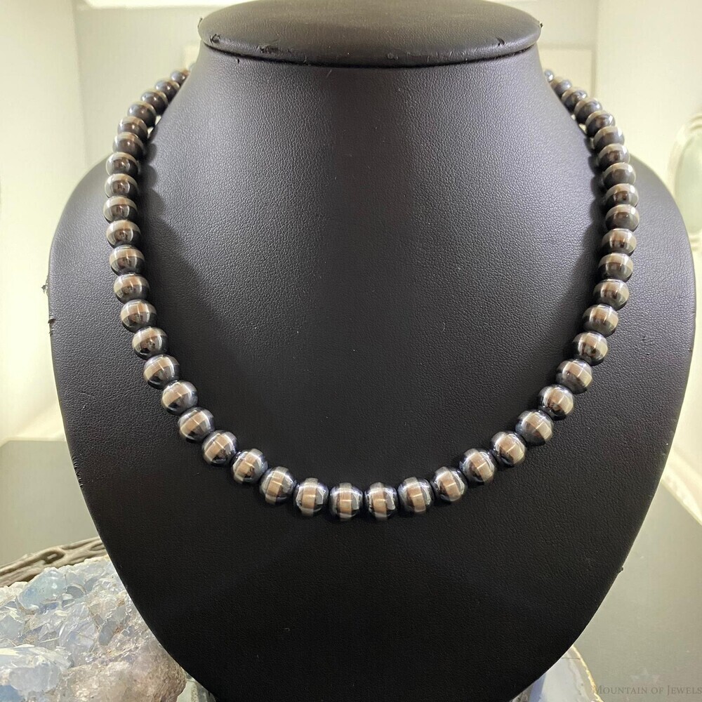 Sterling Silver Navajo Pearl Necklace Length 18" / 8 mm For Women